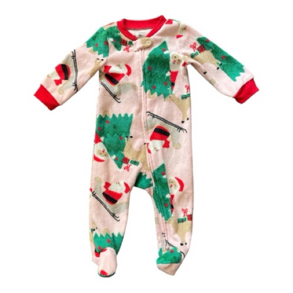 #173, Carter’s Festive Holiday Kids One Piece footed Pajama, size 9 mo